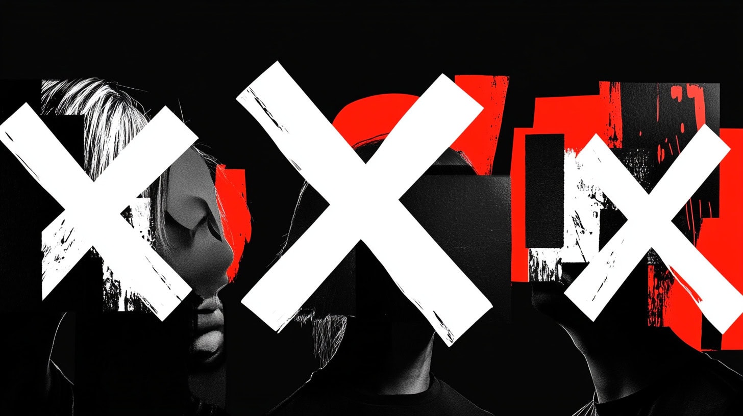 Porträtmotiv mit überlagertem X, symbolisiert kreatives Design bei NEBLIK